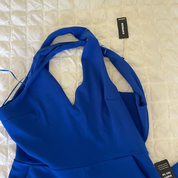 Express Royal Blue Criss Cross back Sleeveless Jumpsuit - Picture 6 of 12